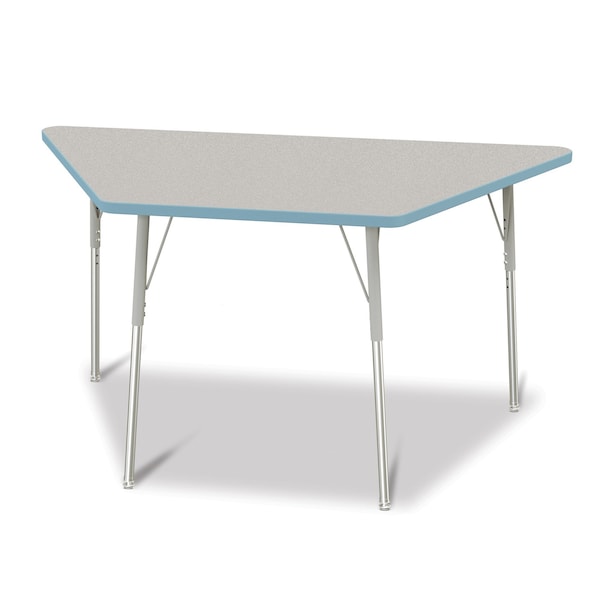 Jonti-Craft Berries Trapezoid Activity Tables, 30 in. x 60 in., A-height, Freckled Gray/Coastal Blue/Gray 6443JCA131 - main